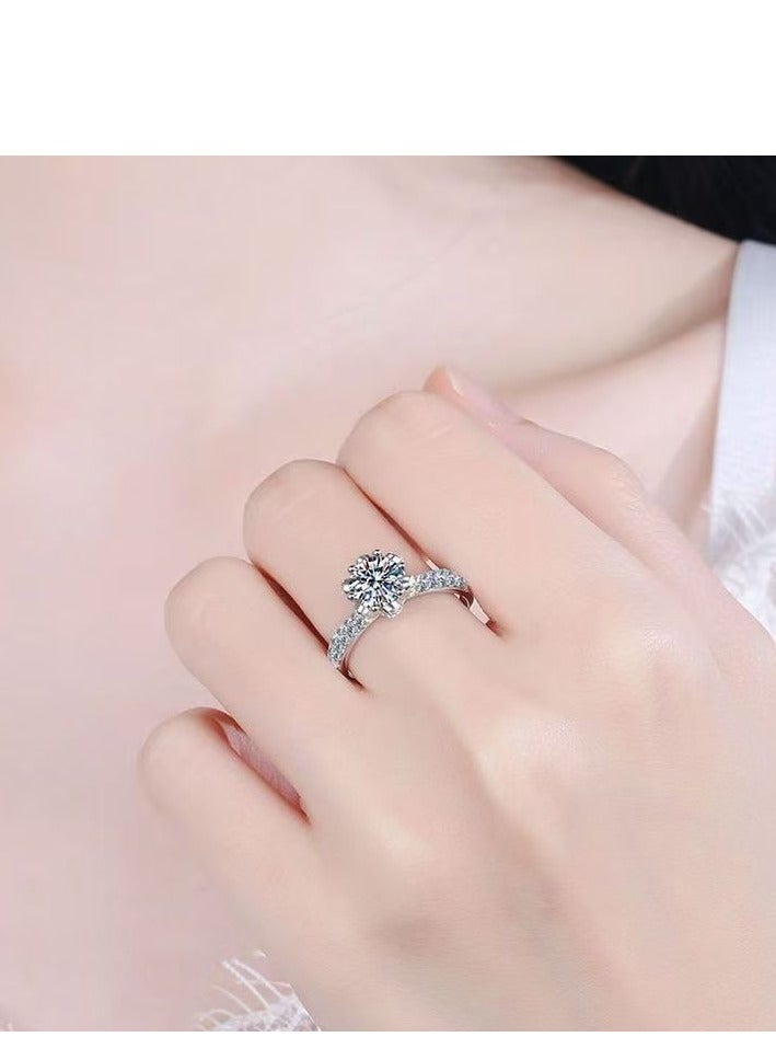 ممتاز 1 قيراط مويسانيتي خاتم زفاف النساء، S925 مطلي بالذهب الأبيض، حجم قابل للتعديل، صندوق هدايا فاخر، جاهز للهدايا - Image 5