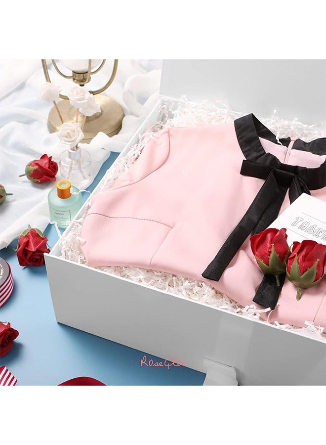 Gift Box, Large Gift Boxes with Ribbon and Lid ,Luxury Magnetic  Folding Gift Boxes for Presents, Suitable for Festival, Birthday, Anniversary, Size 31x22x10cm White - Image 5