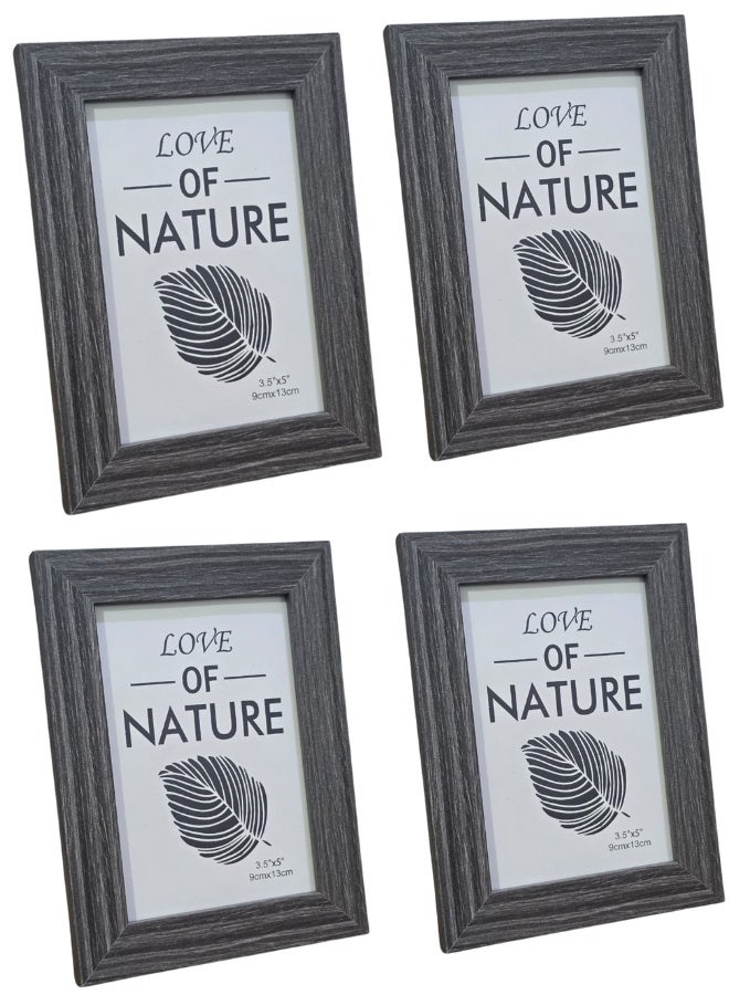 هابي هوم 4 قطعه إطار صور 9×13 سم – لتعليق الصور على الحائط أو الطاولة، تصميم كلاسيكي متين يناسب المنزل والمكتب، يعرض صور مقاس 3.5×5 بوصة مع الحافة أو 9×13 سم بدونها - Image 1