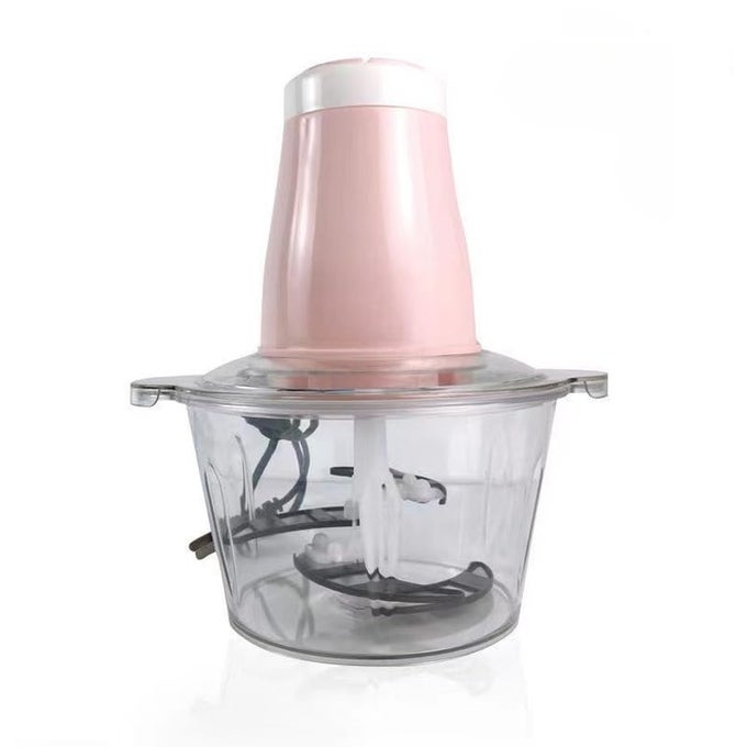 ELECTRIC CHOPPER FOR KITCHEN MEAT GRINDER WITH PLASTIC BOWL 2 SPEED MODES ONE TOUCH OPERATION 250 W FOOD PROCESSOR FOR VEGETABLES MEAT ONION FRUIT NUT CHOPPER 2 LITER CAPACITY PINK