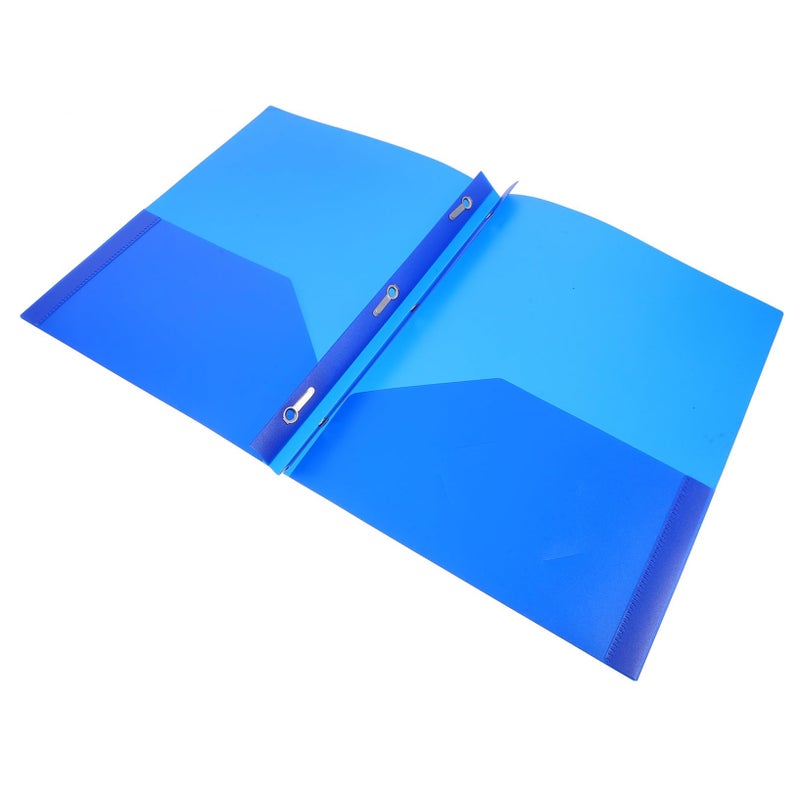 Blue D Ring File Folder Organizer with Binder Mechanism for Office School Document Storage - Image 2