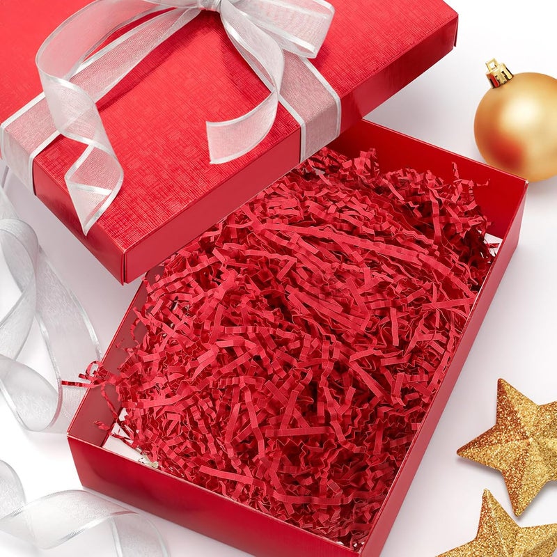 WOFASHPURET Red Crinkle Cut Shredded Paper Filler 200g Pack, Box Filler for Baskets and Wine Cosmetic Boxes, Decorative Wrapping Material for Holiday and Party Packaging - Image 5