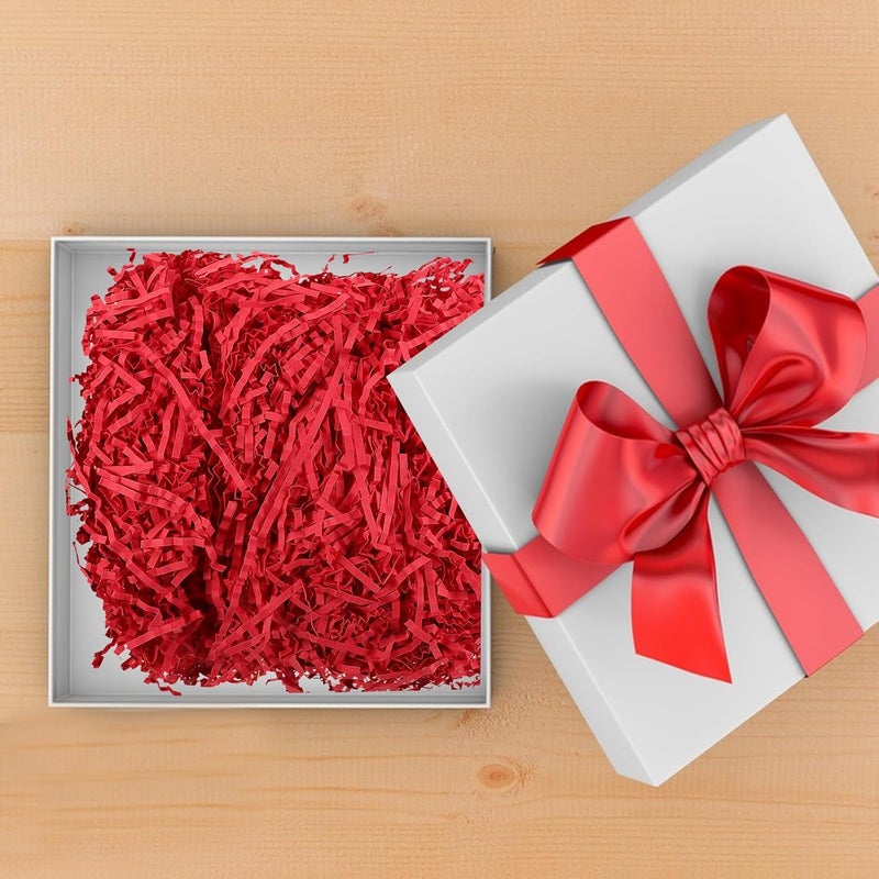 WOFASHPURET Red Crinkle Cut Shredded Paper Filler 200g Pack, Box Filler for Baskets and Wine Cosmetic Boxes, Decorative Wrapping Material for Holiday and Party Packaging - Image 4