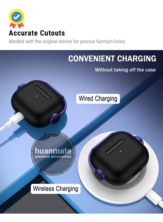 huanmate Apple AirPods 4 Premium Protection Case Cover - Black/Purple - Lightweight, Stylish Design, Accurate Cut-outs - Easy to Install & Remove - Durable Shield for Your Apple AirPods 4 - Image 5