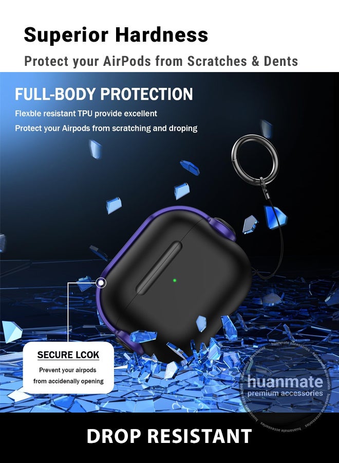 huanmate Apple AirPods 4 Premium Protection Case Cover - Black/Purple - Lightweight, Stylish Design, Accurate Cut-outs - Easy to Install & Remove - Durable Shield for Your Apple AirPods 4 - Image 4