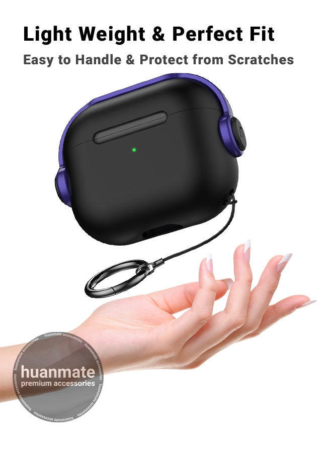 huanmate Apple AirPods 4 Premium Protection Case Cover - Black/Purple - Lightweight, Stylish Design, Accurate Cut-outs - Easy to Install & Remove - Durable Shield for Your Apple AirPods 4 - Image 3