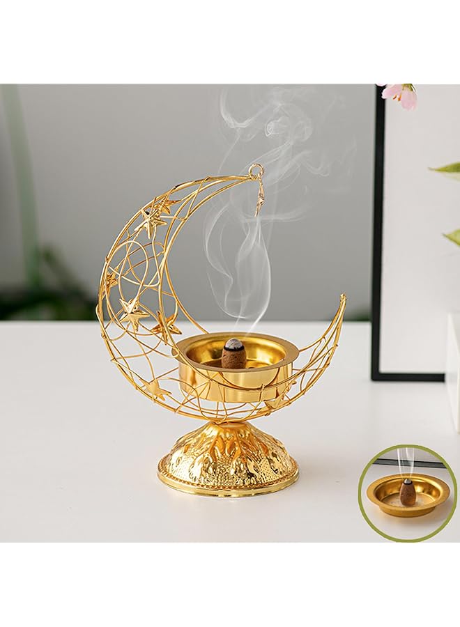 erorex Metal Candle Holder Moon Shaped Eid Decor Ramadan Incense Holder 2 In 1 Eid Mubarak Table Decorations Candle Stand Centerpieces For Tabletop Dining Room Decors - Image 1