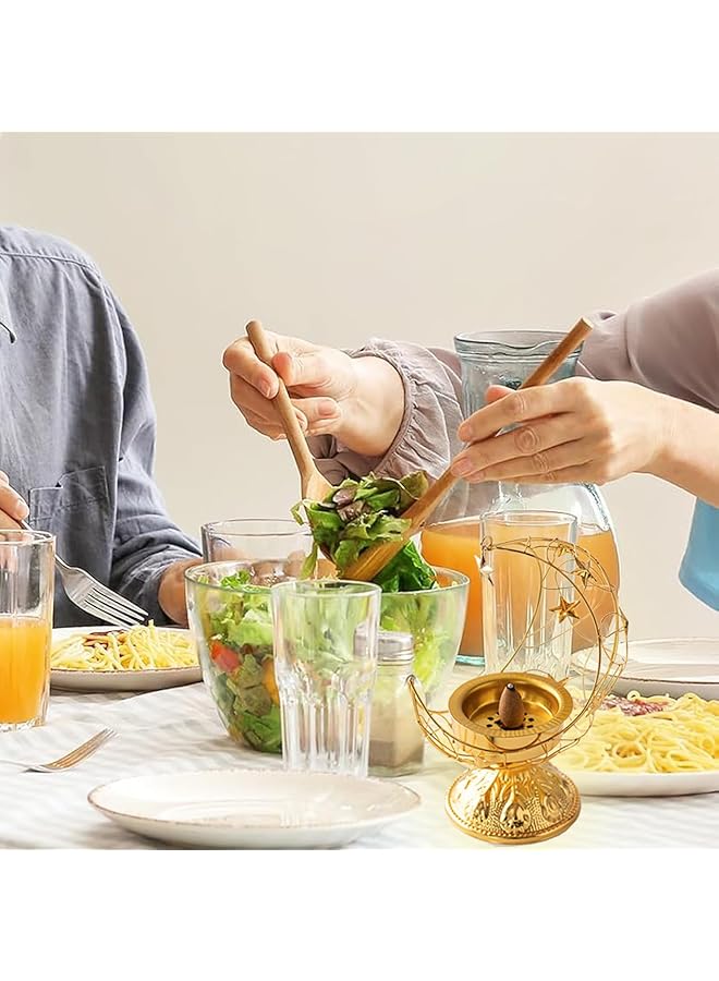 erorex Metal Candle Holder Moon Shaped Eid Decor Ramadan Incense Holder 2 In 1 Eid Mubarak Table Decorations Candle Stand Centerpieces For Tabletop Dining Room Decors - Image 4