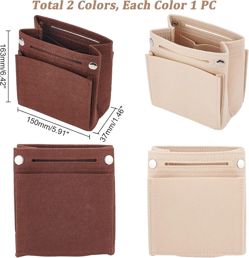 كلاراكو منظم محفظة من اللباد بلونين من كلاركو، منظم حقيبة يد صغير من اللباد، جيب مقسم لحقيبة حمل داخل الحقيبة، منظم حقيبة متعدد الجيوب، ملحقات لحقيبة صغيرة وحقيبة سفر، 5.9×6.2 بوصة - Image 2