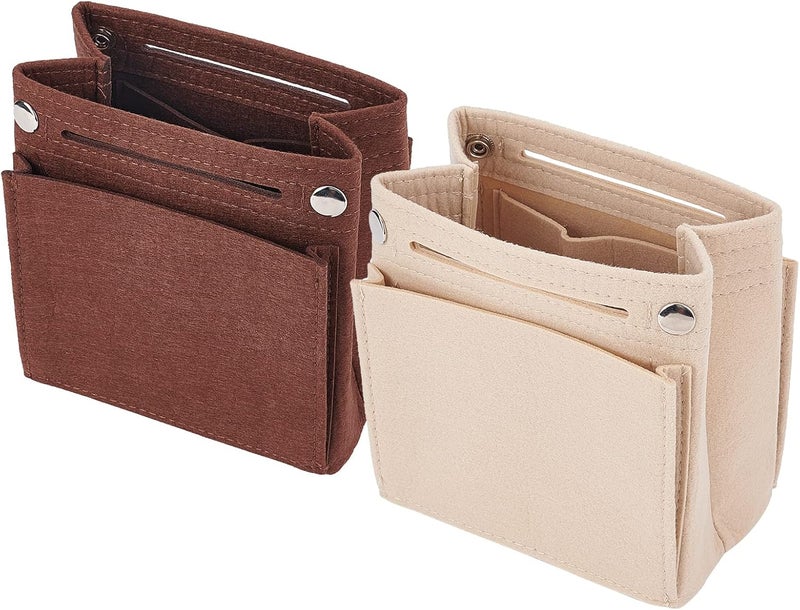 كلاراكو منظم محفظة من اللباد بلونين من كلاركو، منظم حقيبة يد صغير من اللباد، جيب مقسم لحقيبة حمل داخل الحقيبة، منظم حقيبة متعدد الجيوب، ملحقات لحقيبة صغيرة وحقيبة سفر، 5.9×6.2 بوصة - Image 1