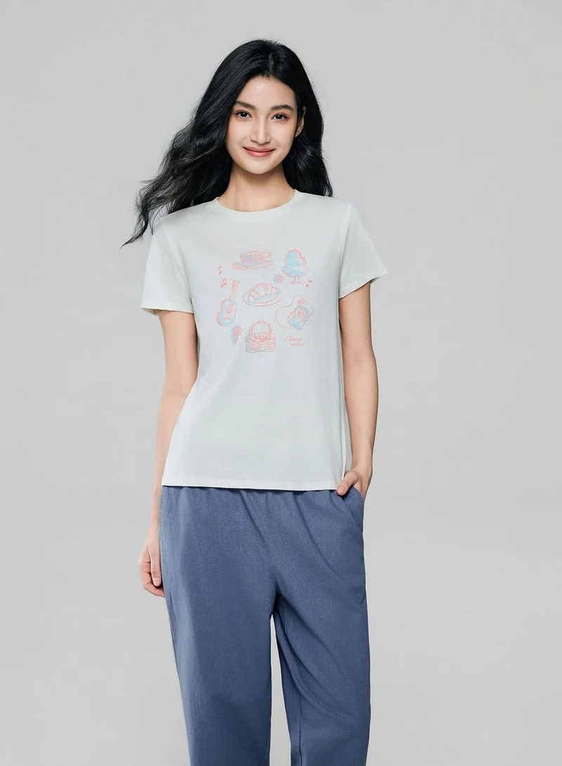 Women’s Cotton Crew Neck Printed Comfort Tee