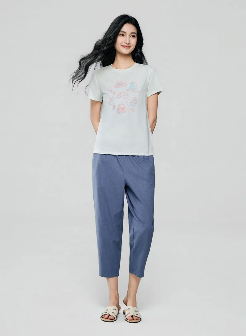 GIORDANO  Women’s Cotton Crew Neck Printed Comfort Tee for Women | Best Price UAE