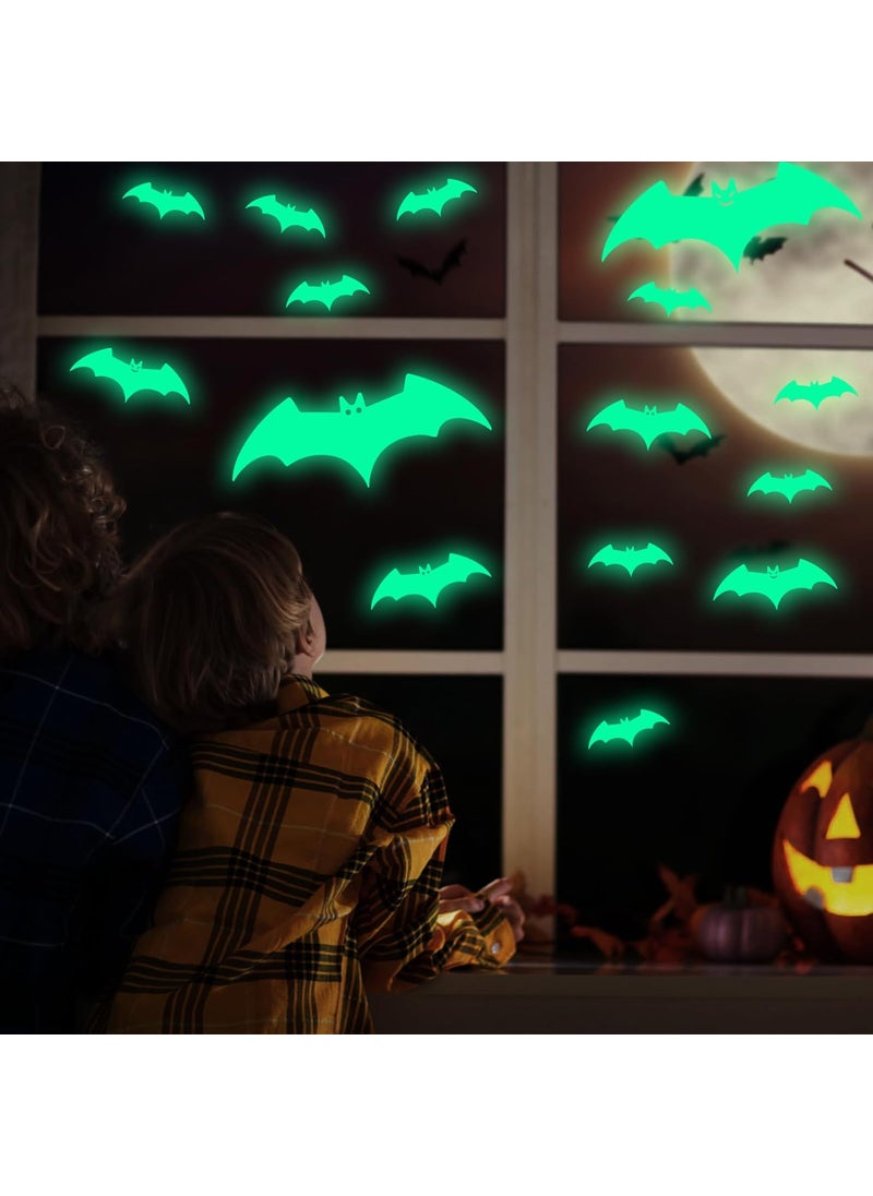 NICEMOVIC NICEMOVIC Glow in The Dark Wall Decor 30pcs Luminous Bat Wall Stickers Halloween Decor for Kids Bedroom  Wall  - Image 5