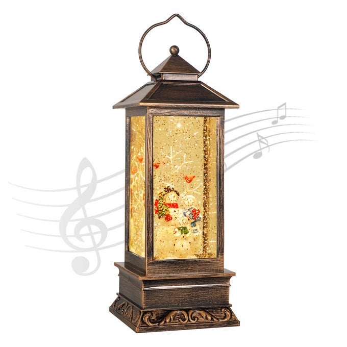 CHRISTMAS SNOW GLOBE LANTERN CHRISTMAS DECORATIONS FOR HOME SNOWMAN FAMILY MUSIC WATER LANTERN USB AND BATTERY OPERATED SINGING SNOW GLOBE HOLIDAY DECORATIONS GIFTS FOR FAMILY CHILDREN OR FRIENDS