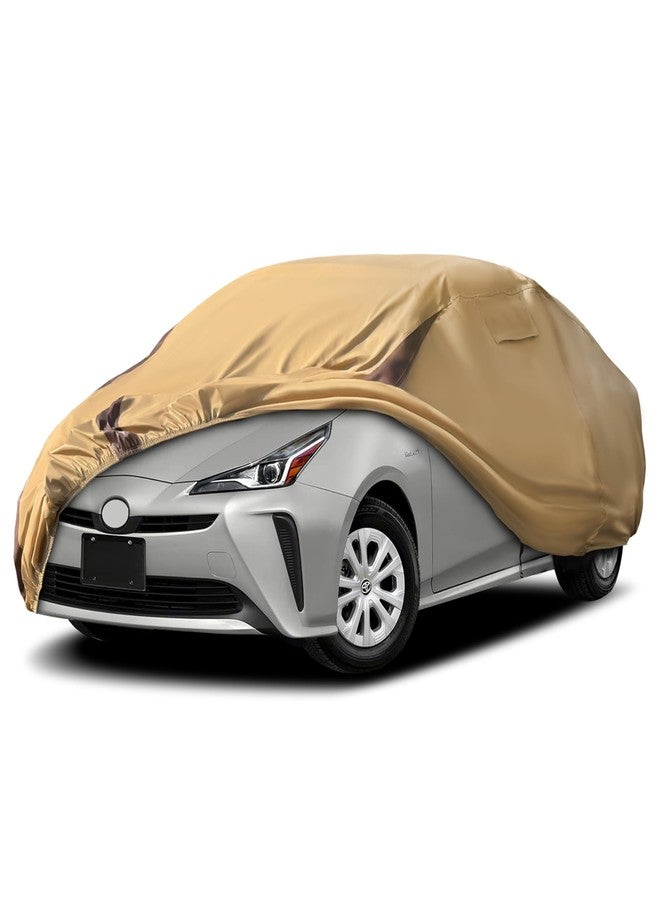 FSGRICH Car Cover Waterproof All Weather Compatible with Automobiles,Outdoor Anti-UV Car Covers Rain Sun Protection with Zipper and Windproof Buckle (T, Compatible with Prius) - Image 1
