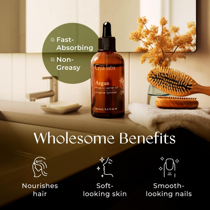 Gya Labs Argan Hair Revival Oil - 3.4 Fl Oz - Non-Greasy Formula for Thickening & Strengthening - Repairs Damaged Hair, Split Ends & Dry Scalp - Image 5