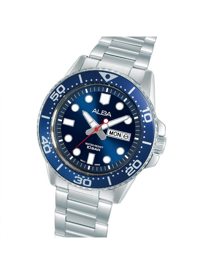 Alba Active Men’s Watch AV3597X1, 42.5 mm Blue Dial, Stainless Steel Case & Bracelet, 100 m WR - Image 4
