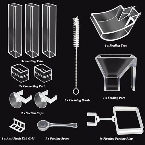 Niuohoy Shrimp Feeder Tube and Dish Set Aquarium Fish Feeder with Feeding Ring and Cleaning Brush Prevent Food Scattering - Image 3