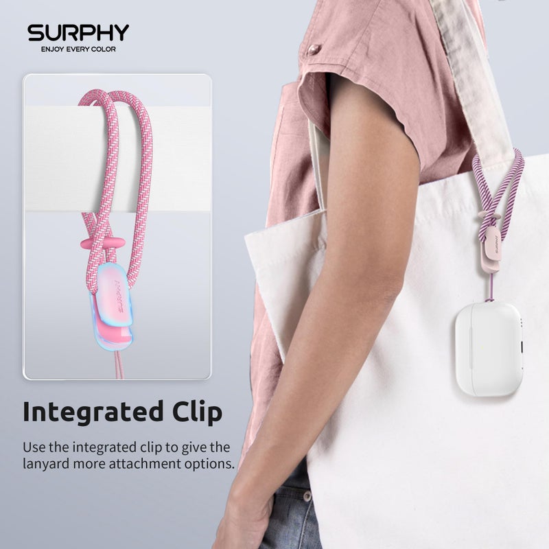 SURPHY 2 Pack Phone Lanyard for Cellphone Case, Phone Wrist Strap for Case, Cellphone Strap with 2-Color Braided, Charm Wrist Lanyard for Women and Men, Pink & Rose Pink - Image 3