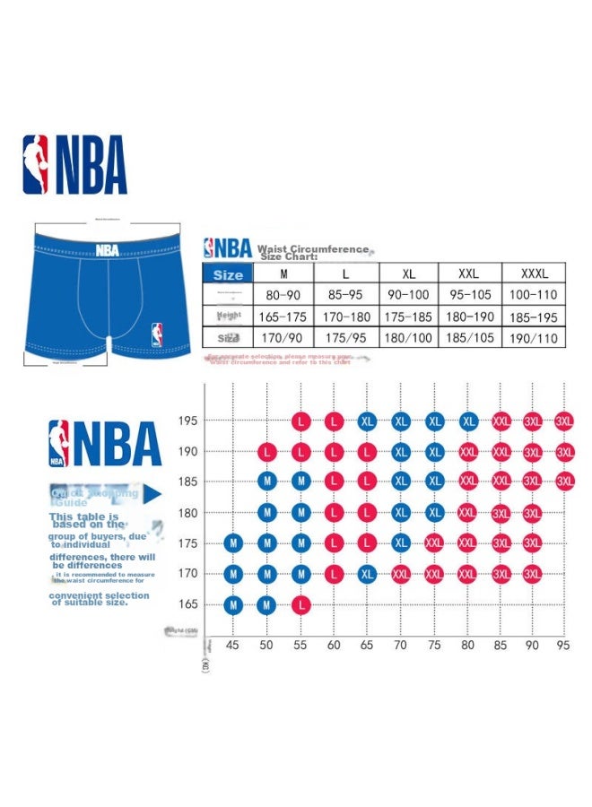 NBA Nba Men's Underwear 95% Cotton Comfortable Boxer Shorts Mid-waist Absorbent Breathable Sports Briefs Men's Underpants 3-pack  - Image 5