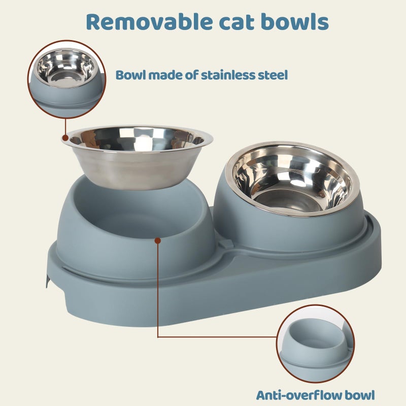 kubvici UBPET Cat Feeder and Water Dispenser, 2025 Upgraded Cat Feeder with Stainless Steel Bowls, Pet Food Dispenser for Cats and Small Dogs, Easy to Clean(White and Gray) - Image 5