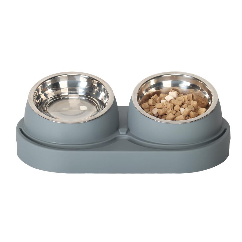 kubvici UBPET Cat Feeder and Water Dispenser, 2025 Upgraded Cat Feeder with Stainless Steel Bowls, Pet Food Dispenser for Cats and Small Dogs, Easy to Clean(White and Gray) - Image 1