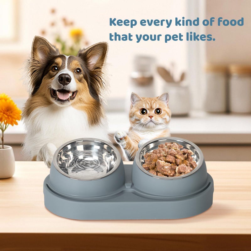 kubvici UBPET Cat Feeder and Water Dispenser, 2025 Upgraded Cat Feeder with Stainless Steel Bowls, Pet Food Dispenser for Cats and Small Dogs, Easy to Clean(White and Gray) - Image 3