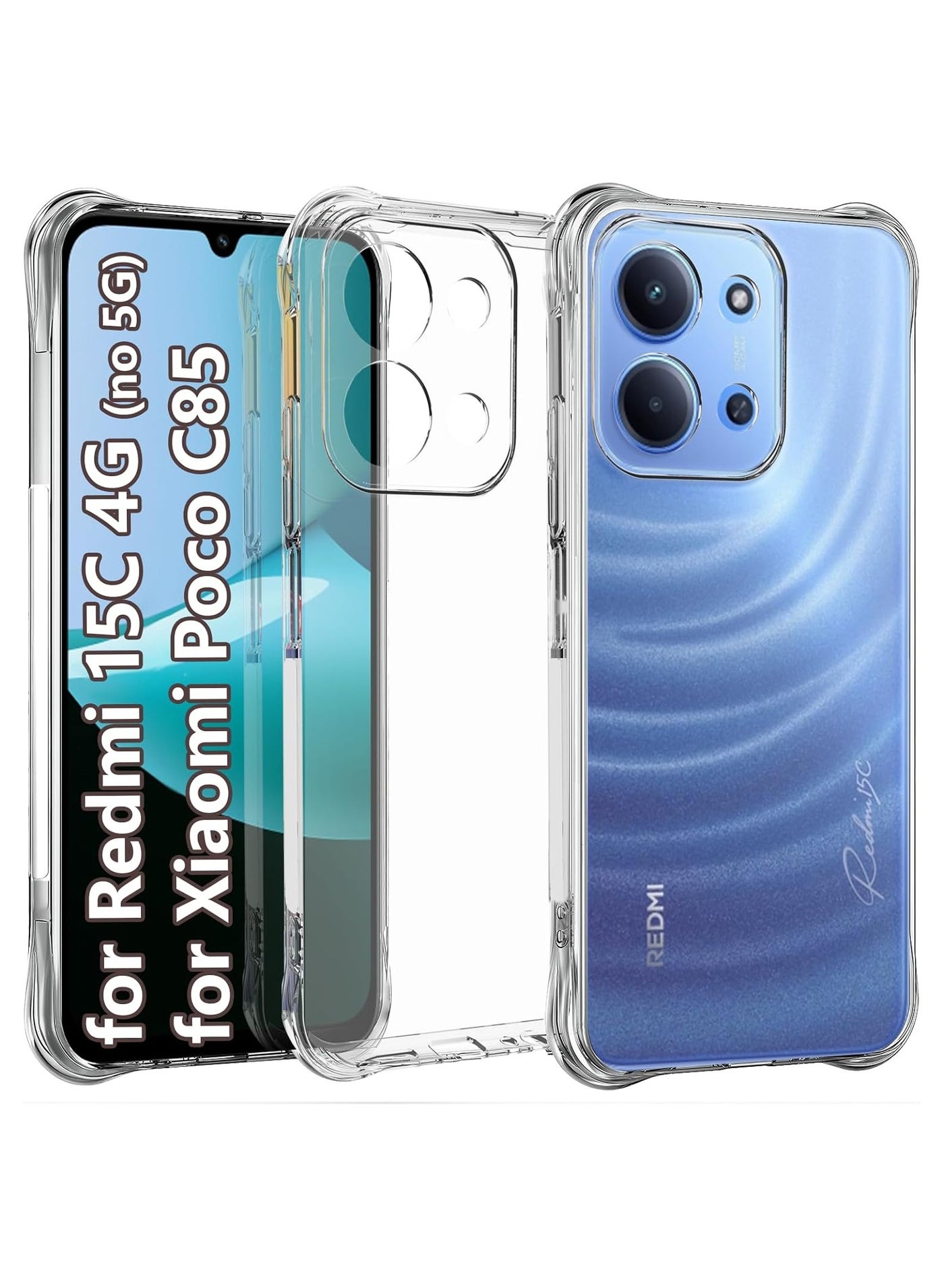 Phone Case For Xiaomi Redmi 15C 4G/ Xiaomi Poco C85 4G Crystal Clear Ultra Slim Anti Scratch Shockproof Protective TPU Back Cover