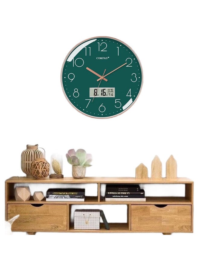 Compas Living Room Clock, Perpetual Calendar Quartz Wall Clock, Calendar Wall Clock, C3219Ay Dark Green, 35Cm - Image 1
