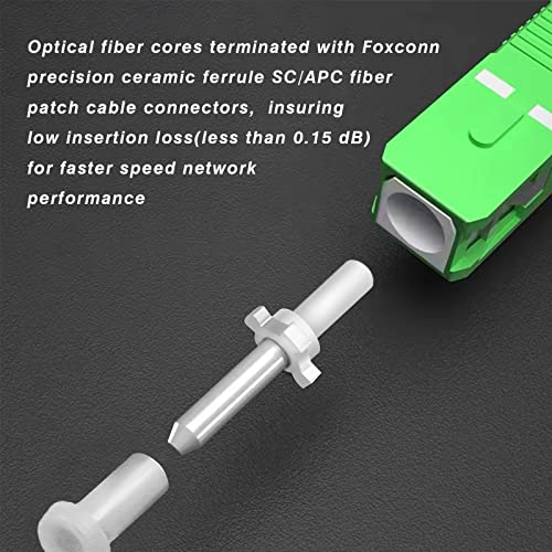 Bangun 50ft (15m) SC/APC Fiber Optic Internet Cable, Single Mode Fiber Patch Cord, Fiber Optic Jumper Cable, Optical Patch Cord for Internet - SIMPLEX - 9/125um - OS1/OS2 Compatible, LSZH Yellow - Image 4