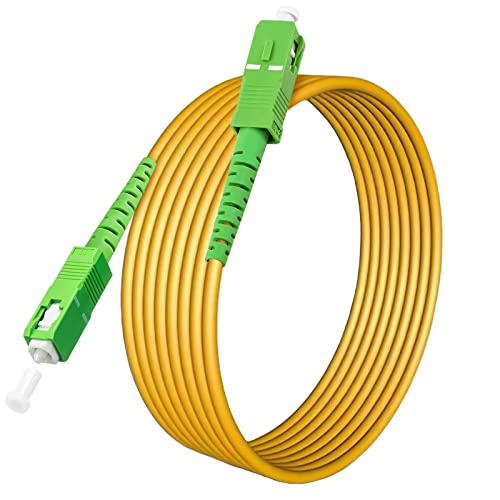 Bangun 50ft (15m) SC/APC Fiber Optic Internet Cable, Single Mode Fiber Patch Cord, Fiber Optic Jumper Cable, Optical Patch Cord for Internet - SIMPLEX - 9/125um - OS1/OS2 Compatible, LSZH Yellow - Image 1