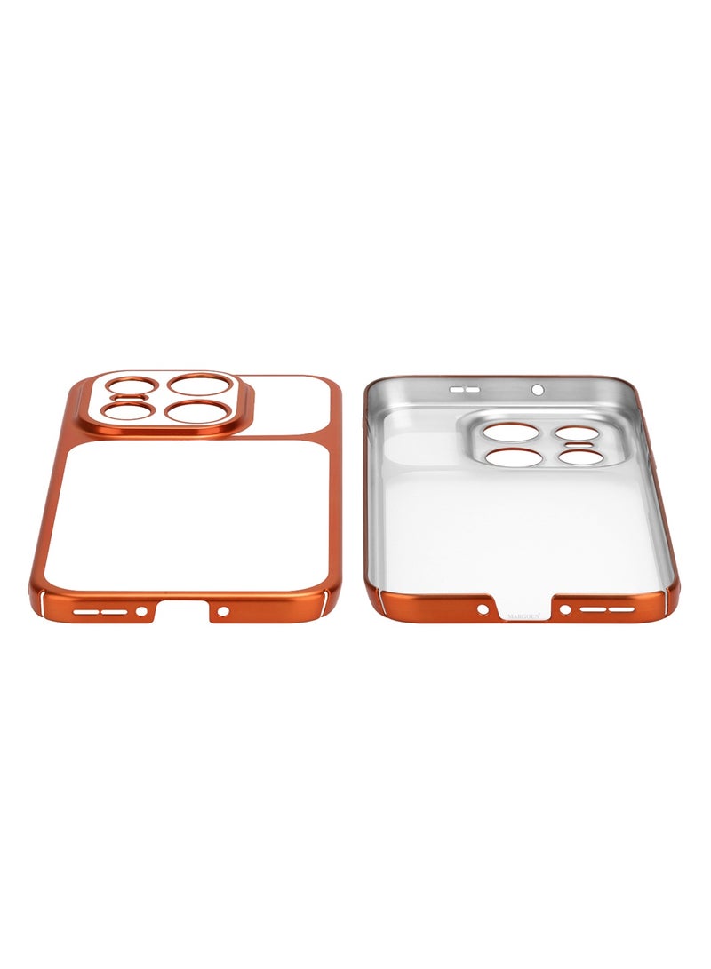 CATANES Electroplated PC Case for OnePlus 15 - Raised Camera Guard and Shock-Absorbing Edges - Clear - Side Orange - Image 4