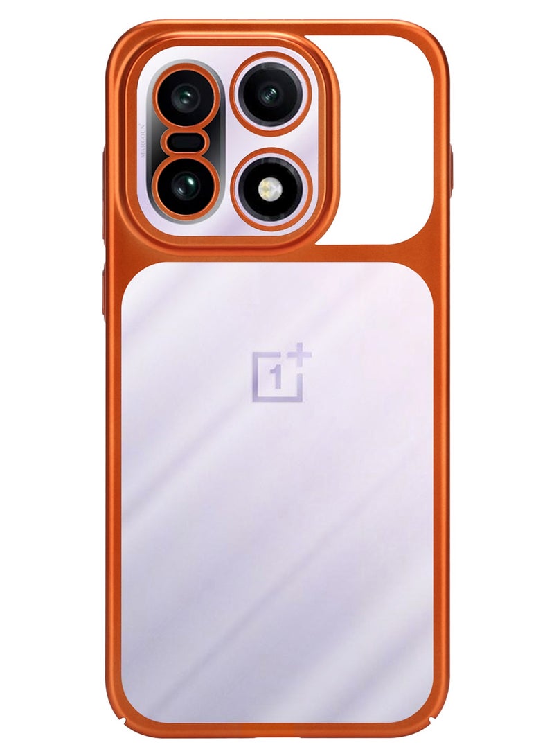 CATANES Electroplated PC Case for OnePlus 15 - Raised Camera Guard and Shock-Absorbing Edges - Clear - Side Orange - Image 5
