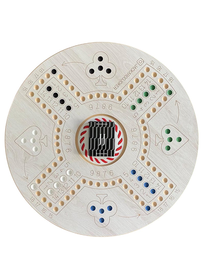 جاكارو جوكر طقم لعبة جاكاروا الخشبية الملونة، مزدوجة الجوانب لـ 4-6 لاعبين، مع كرات وبطاقات، لعبة جاكاروا الملونة (أبيض-بيج) - Image 2
