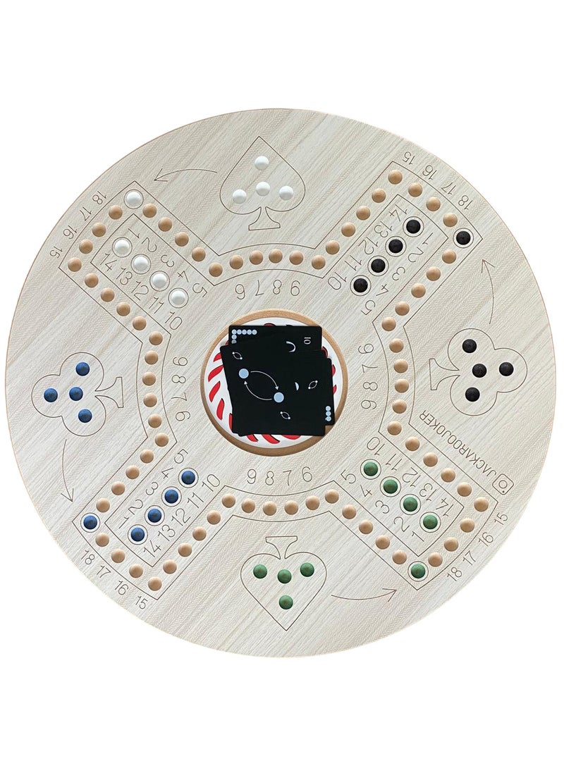 جاكارو جوكر طقم لعبة جاكاروا الخشبية الملونة، مزدوجة الجوانب لـ 4-6 لاعبين، مع كرات وبطاقات، لعبة جاكاروا الملونة (أبيض-بيج) - Image 3