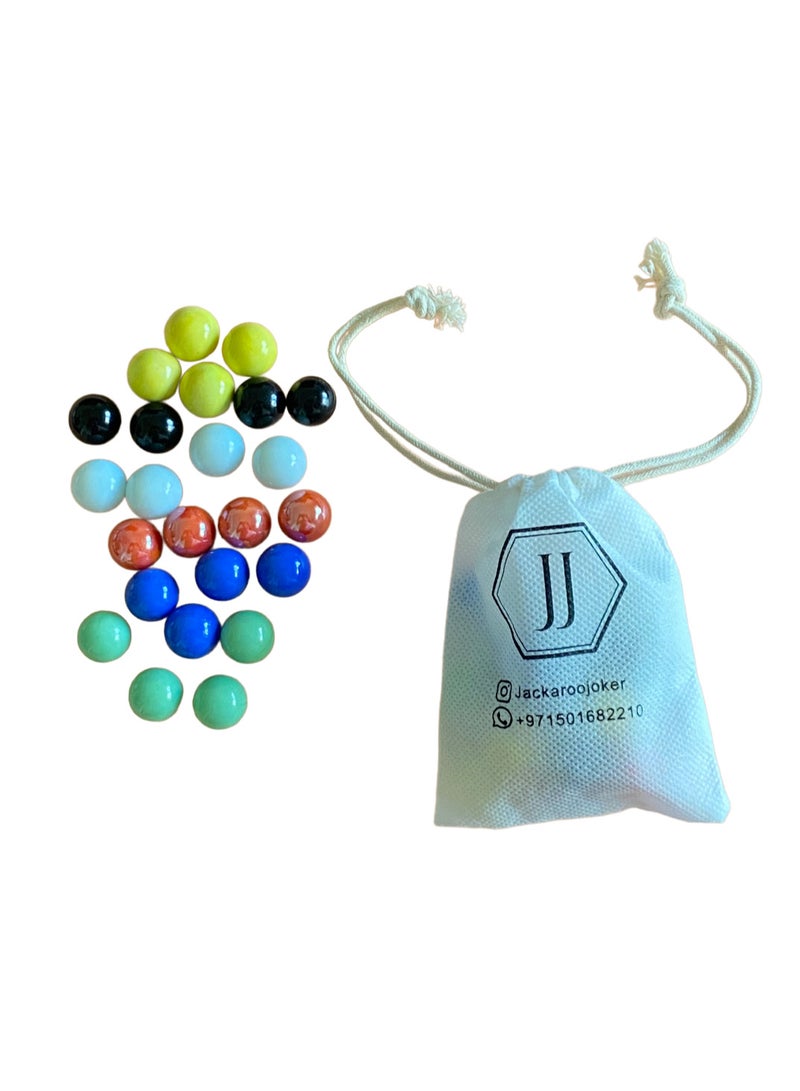 جاكارو جوكر طقم لعبة جاكاروا الخشبية الملونة، مزدوجة الجوانب لـ 4-6 لاعبين، مع كرات وبطاقات، لعبة جاكاروا الملونة (أبيض-بيج) - Image 5