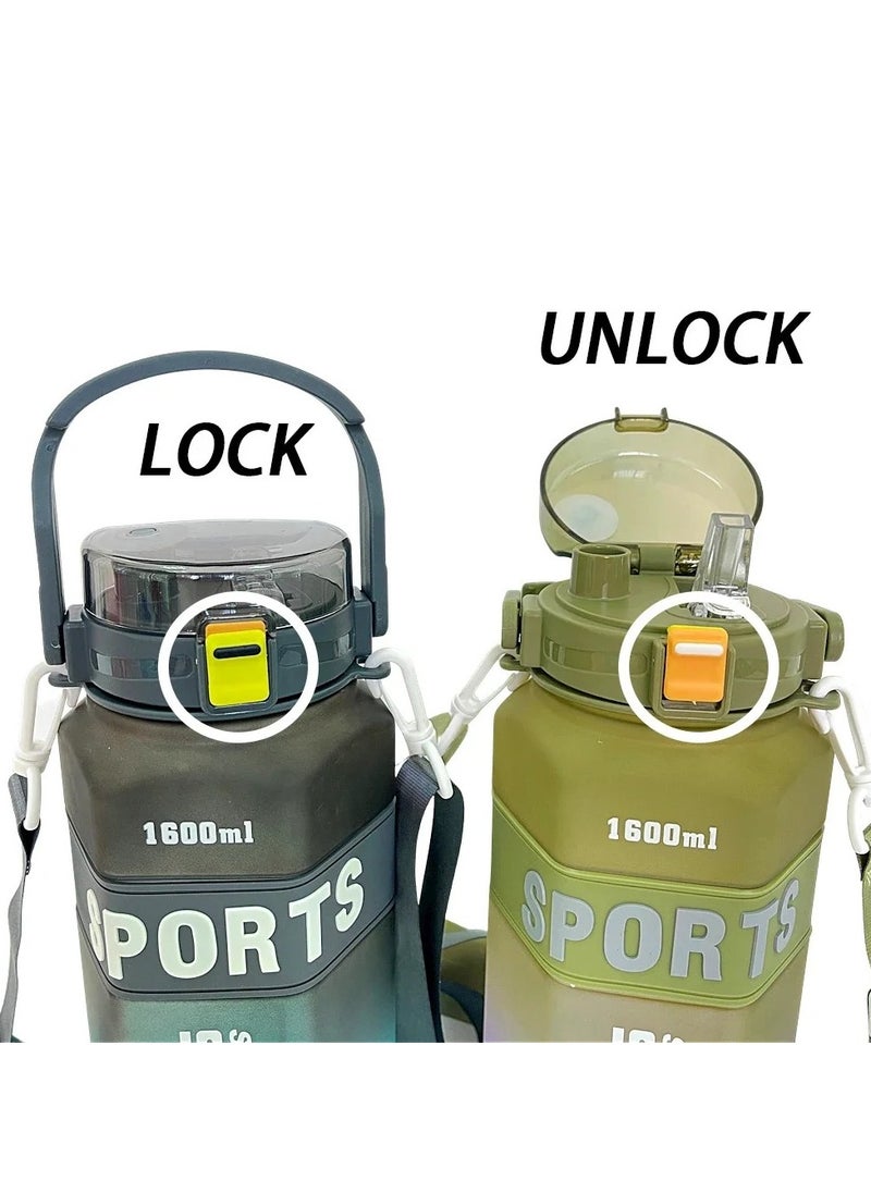 Generic - Gradient 1600ml Cute Gym Water Bottle - Straw, Leak-Proof Design, Double Portable Strap - Ideal for Fitness, Travel, and Outdoor Adventures - Image 1