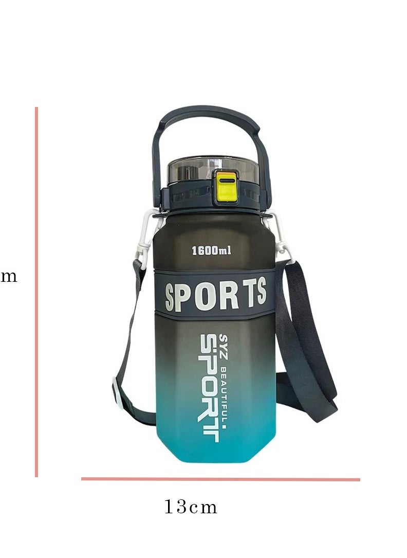 Generic - Gradient 1600ml Cute Gym Water Bottle - Straw, Leak-Proof Design, Double Portable Strap - Ideal for Fitness, Travel, and Outdoor Adventures - Image 1