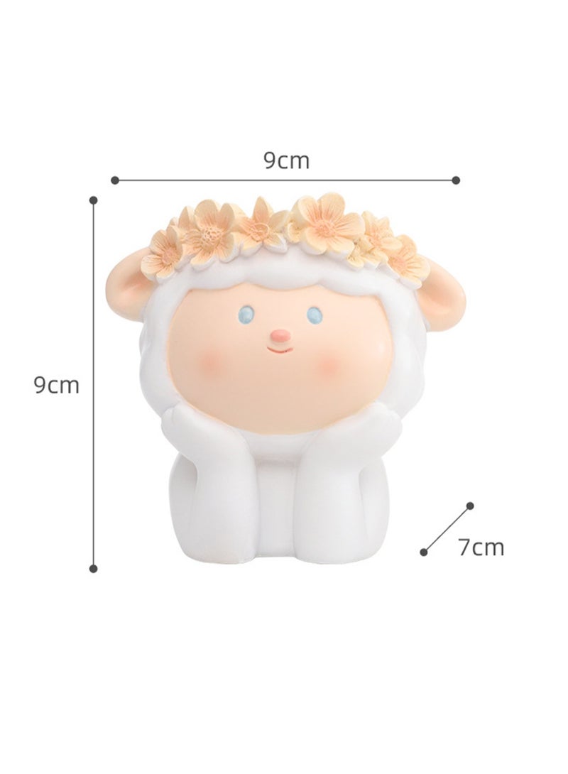 Generic Creative Cartoon Animal Resin Succulent Plant Pot, Suitable For Herb Plants, Succulent Plants, Cactus Pen Holder, Suitable For Micro Landscape Home Decoration (Lamb)  - Image 2