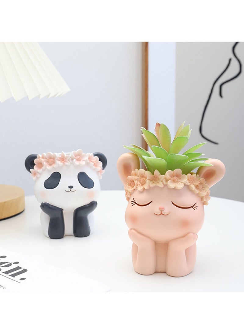 Generic Creative Cartoon Animal Resin Succulent Plant Pot, Suitable For Herb Plants, Succulent Plants, Cactus Pen Holder, Suitable For Micro Landscape Home Decoration (Lamb)  - Image 3