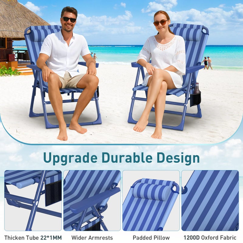 Suteck Backpack Beach Chair for Adults - 6-Position Folding Reclining Chair with Cooler Bag & Cup Holder, Lightweight Portable Beach Chair for Camping, Outdoor, Sand, Travel Use - Image 4
