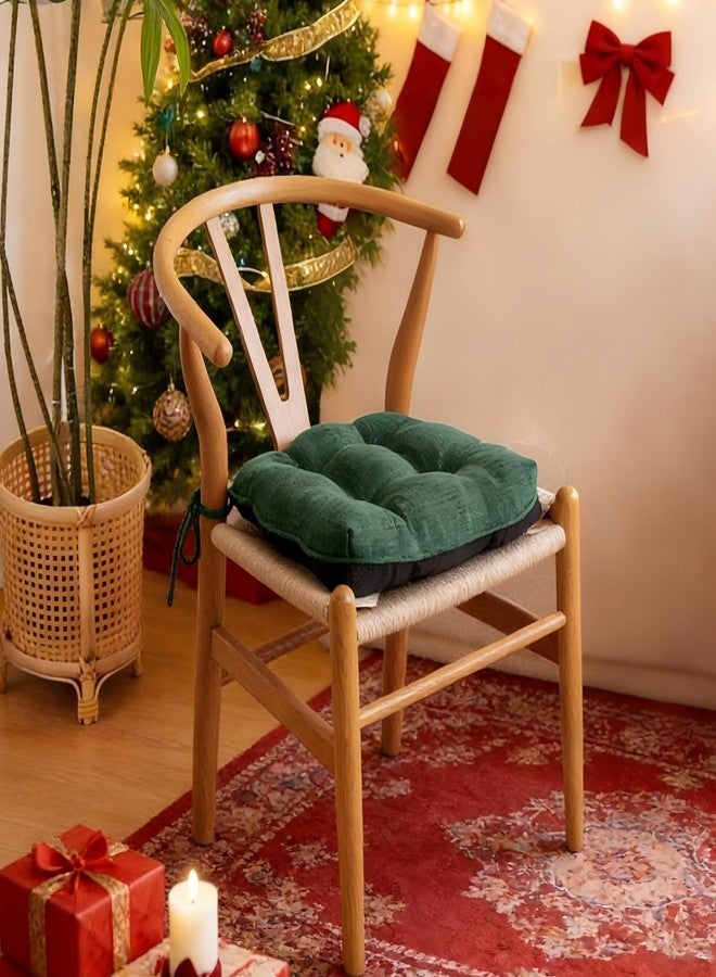 IPYNBAP Chair Cushions for Dining Chairs, 4” Thick Kitchen Chair Cushions, 15.5x15.5 Tufted Indoor Seat Chair Pads, Set of 4, Dark Green - Image 2