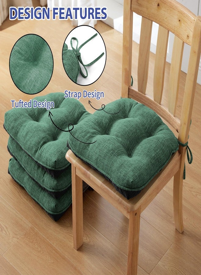 IPYNBAP Chair Cushions for Dining Chairs, 4” Thick Kitchen Chair Cushions, 15.5x15.5 Tufted Indoor Seat Chair Pads, Set of 4, Dark Green - Image 5