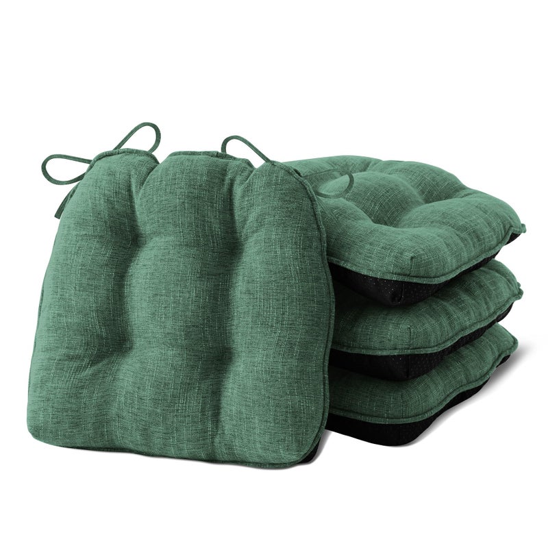IPYNBAP Chair Cushions for Dining Chairs, 4” Thick Kitchen Chair Cushions, 15.5x15.5 Tufted Indoor Seat Chair Pads, Set of 4, Dark Green - Image 1