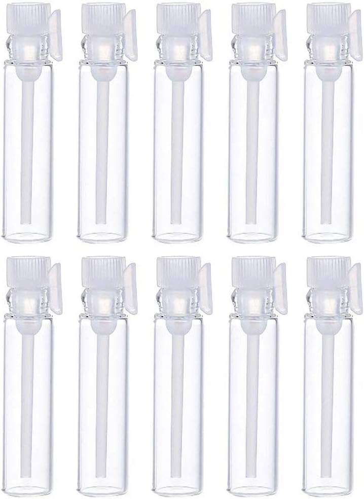 Teensery Teensery 100 Pcs Empty Perfume Sample Bottles Mini Glass Refillable Sample Vial Containers with Clear Cap for Aromatherapy, Essential Oil, Fragrance and Liquid (2ml) 