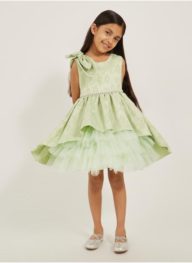 Styli Mesh Hem Layered Sleeveless Dress  - Image 1