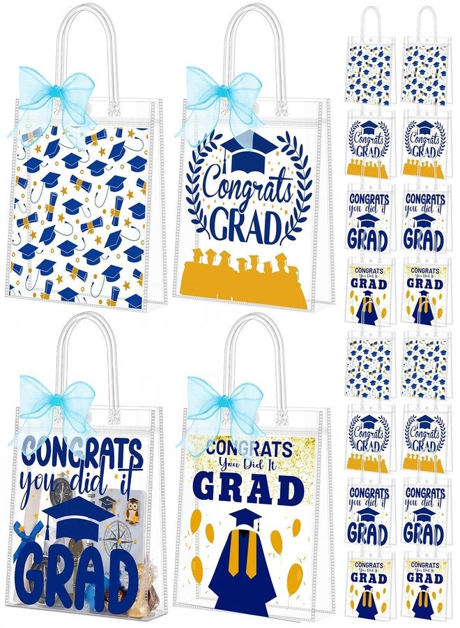 Kolldenn 48 Pcs Graduation Gift Bag Bulk 2026 Congrats Grad Clear Goodies Bags with Handle Reusable Treats Tote Bag for Students High School College Graduates End of School Year Class Party(Blue - Image 1