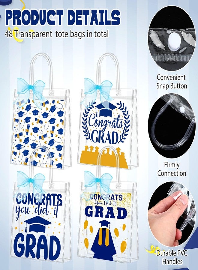 Kolldenn 48 Pcs Graduation Gift Bag Bulk 2026 Congrats Grad Clear Goodies Bags with Handle Reusable Treats Tote Bag for Students High School College Graduates End of School Year Class Party(Blue - Image 3