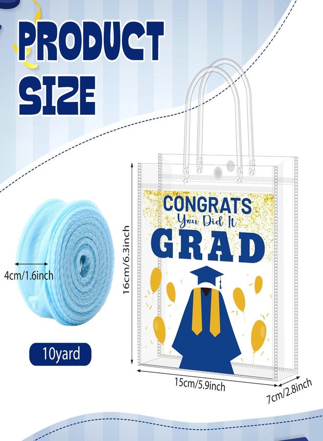 Kolldenn 48 Pcs Graduation Gift Bag Bulk 2026 Congrats Grad Clear Goodies Bags with Handle Reusable Treats Tote Bag for Students High School College Graduates End of School Year Class Party(Blue - Image 2