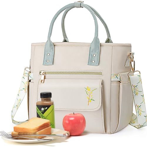 GLORIEROO Deluxe Insulated Lunch Box Bag Women  Leakproof Waterproof Cooler with Multi Pockets Removable Strap for Work Picnic  Teacher Mothers Day Christmas Birthday Gifts